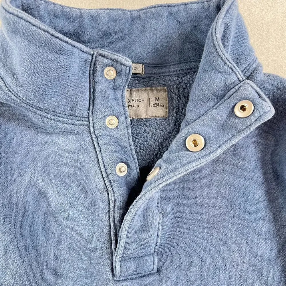 Vintage Abercrombie & Fitch Colorblock Snap Mockneck Sweatshirt Blue White L